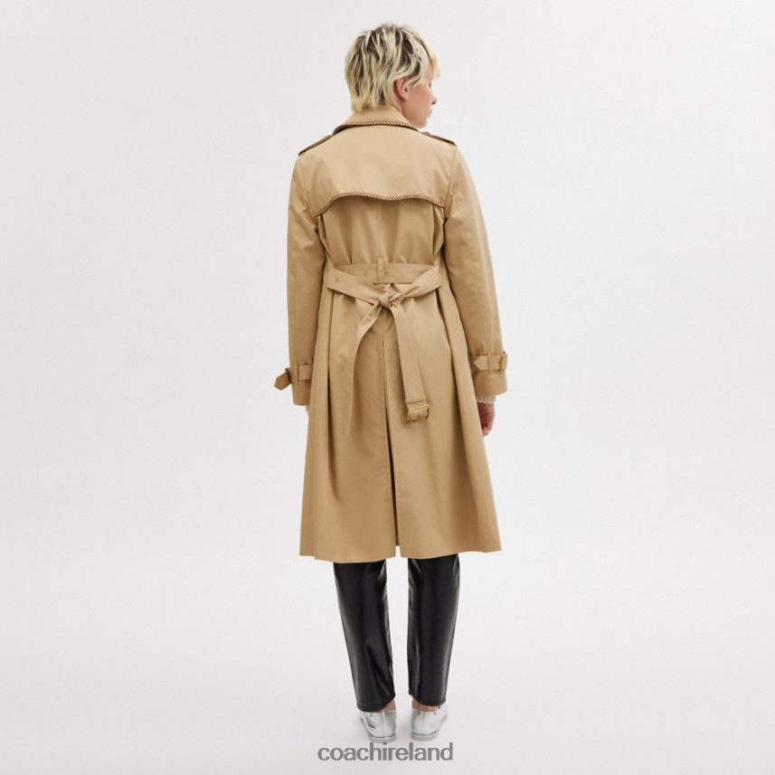 Coach Women TRENCH WITH BRAIDED DETAIL KHAKI 80N2R2459