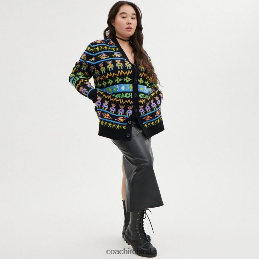 Coach Women COSMIC COACH CARDIGAN Black Multi. 80N2R2476
