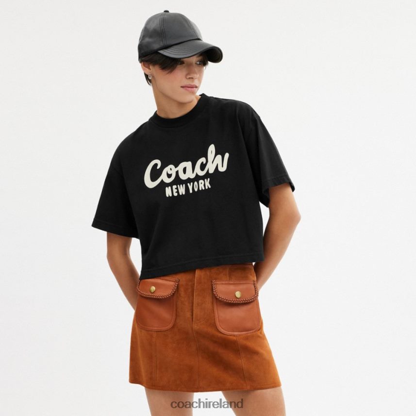 Coach Women CURSIVE SIGNATURE CROPPED T-SHIRT Black 80N2R2472