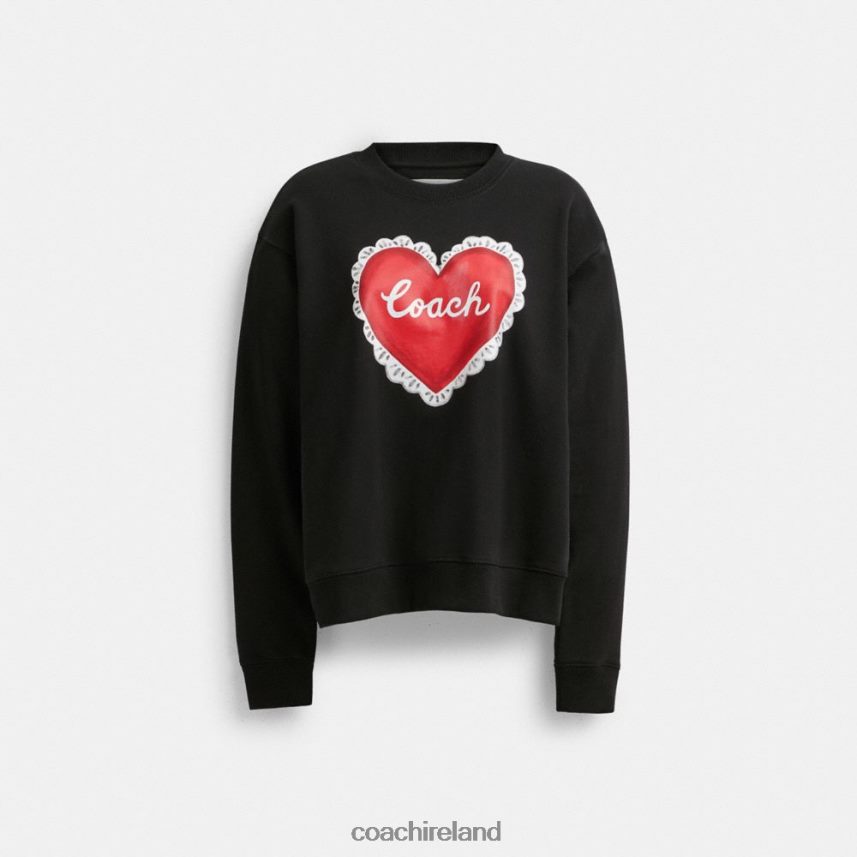 Coach Women HEART CREWNECK SWEATER Black 80N2R2471