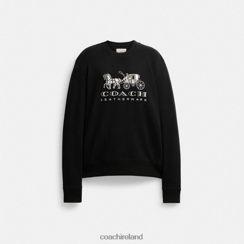 Coach Women HORSE AND CARRIAGE CREWNECK SWEATSHIRT Black 80N2R2494
