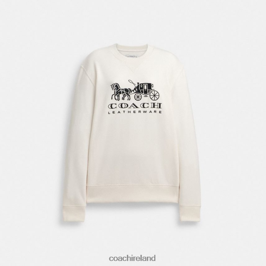 Coach Women HORSE AND CARRIAGE CREWNECK SWEATSHIRT Chalk 80N2R2495