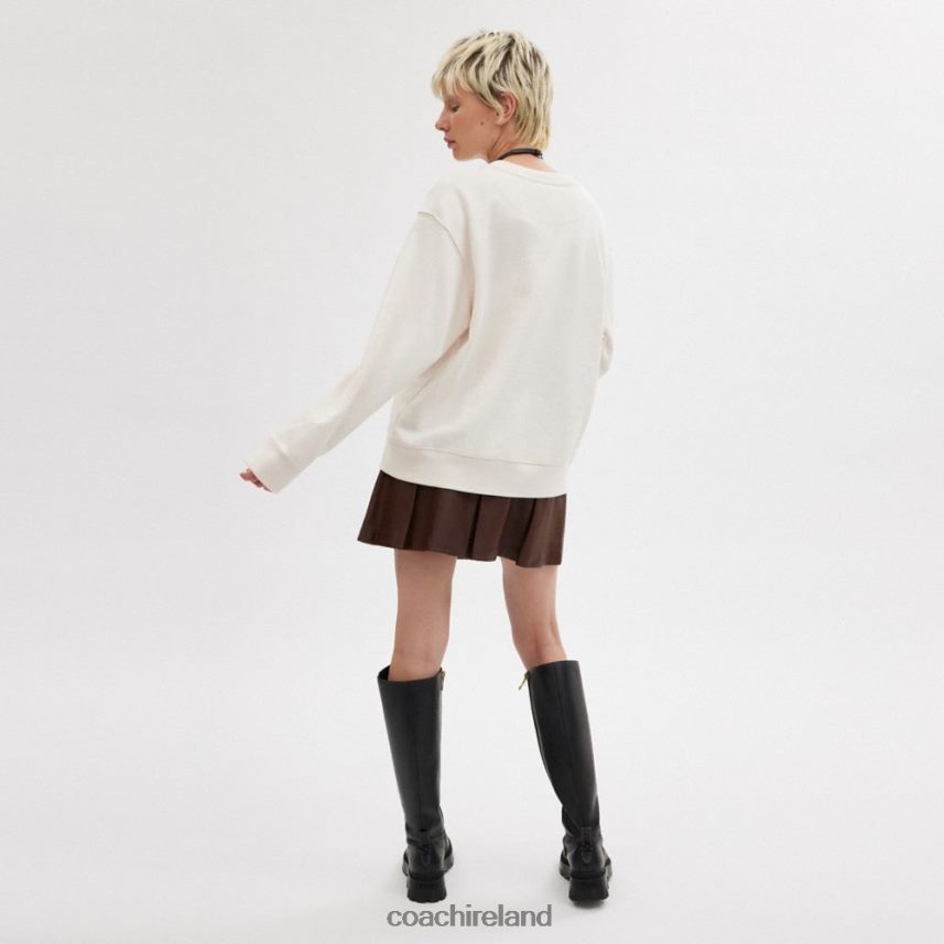 Coach Women HORSE AND CARRIAGE CREWNECK SWEATSHIRT Chalk 80N2R2495