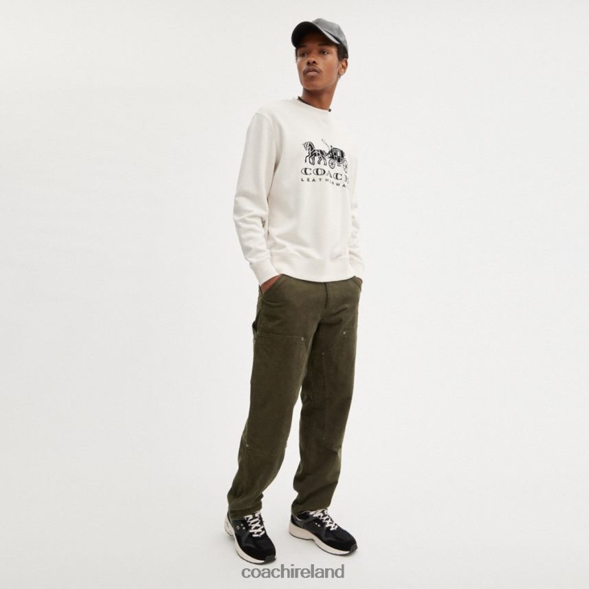 Coach Women HORSE AND CARRIAGE CREWNECK SWEATSHIRT Chalk 80N2R2495