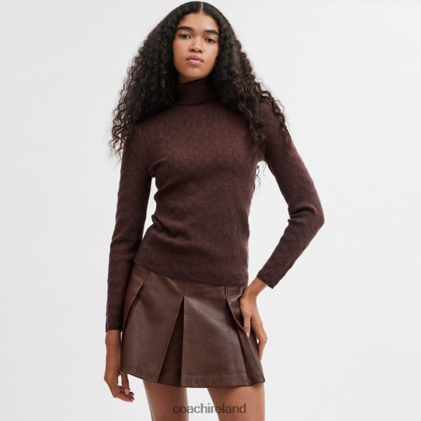 Coach Women LUREX SIGNATURE TURTLENECK SWEATER Brown 80N2R2478