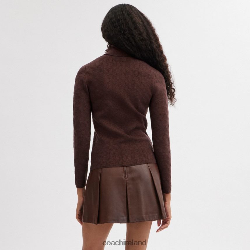 Coach Women LUREX SIGNATURE TURTLENECK SWEATER Brown 80N2R2478