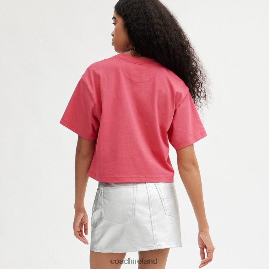 Coach Women REXY CROPPED T-SHIRT Pink. 80N2R2482