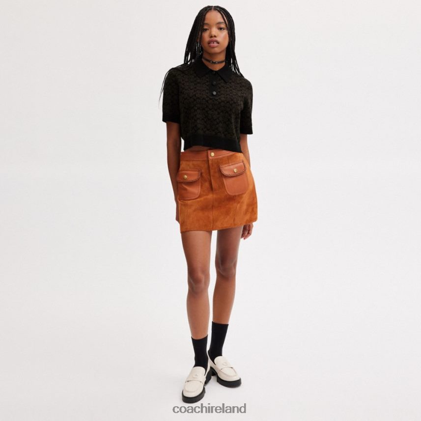 Coach Women SPORTY CROPPED POLO Brown 80N2R2498