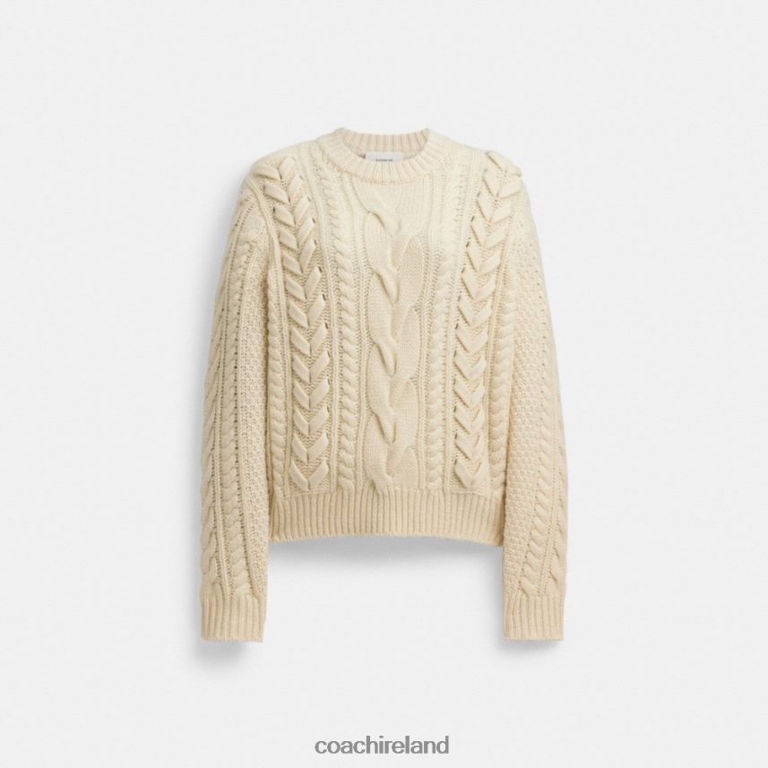 Coach Women SWEATER WITH BRAIDED DETAIL Ivory 80N2R2496