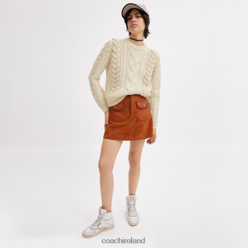 Coach Women SWEATER WITH BRAIDED DETAIL Ivory 80N2R2496