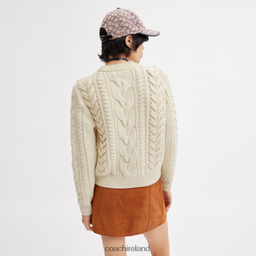 Coach Women SWEATER WITH BRAIDED DETAIL Ivory 80N2R2496