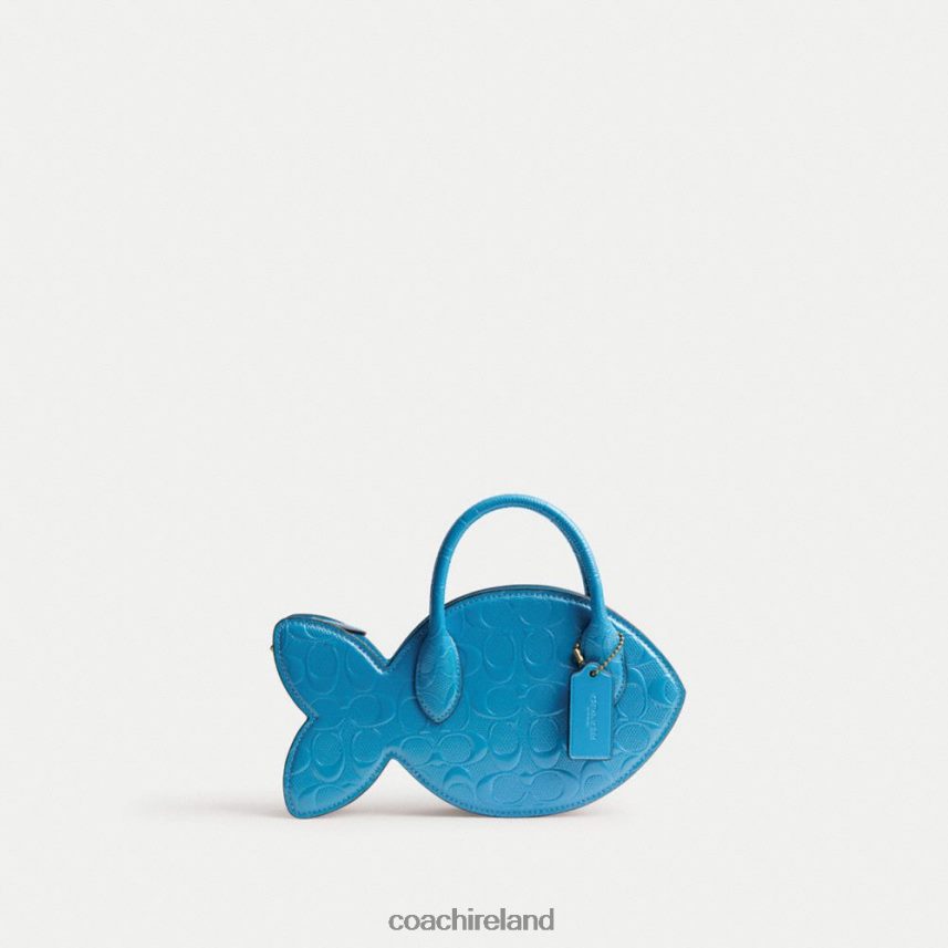 Coach Women FISH BAG IN SIGNATURE LEATHER B4/BLUE 80N2R2238