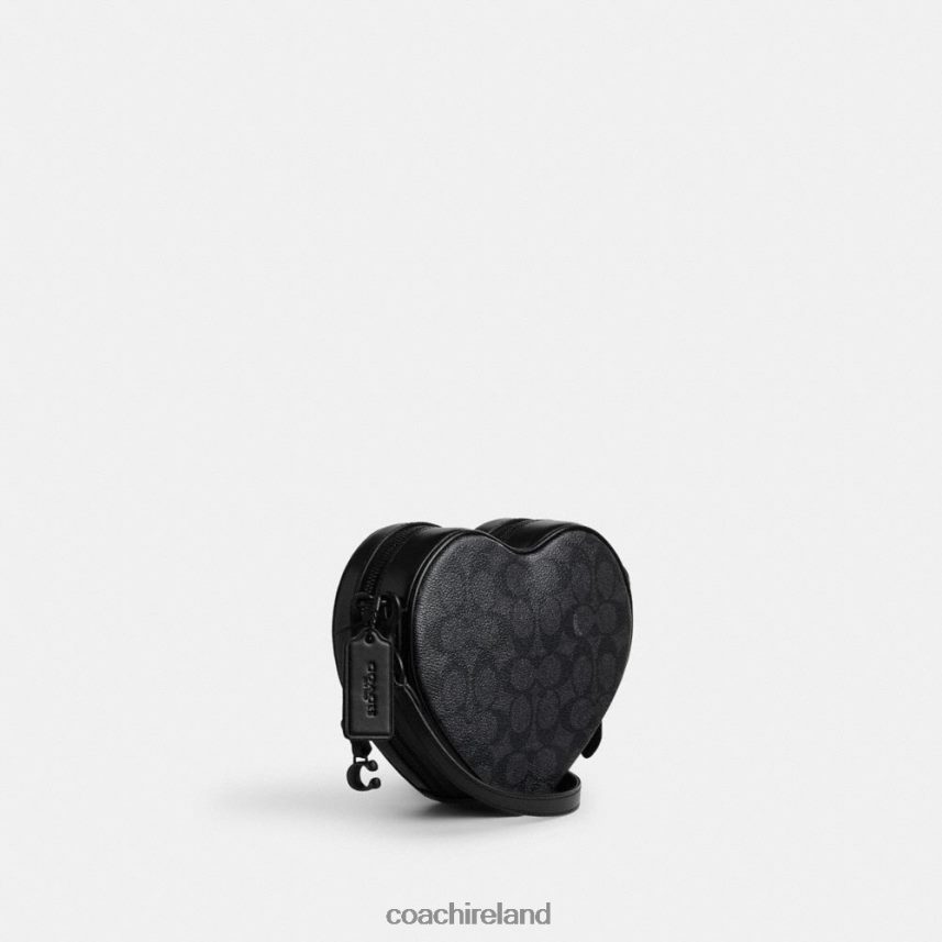 Coach Women HEART CROSSBODY IN SIGNATURE CANVAS MW/Charcoal/Black 80N2R2205
