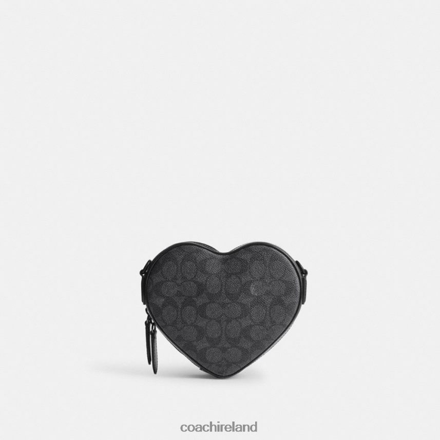 Coach Women HEART CROSSBODY IN SIGNATURE CANVAS MW/Charcoal/Black 80N2R2205