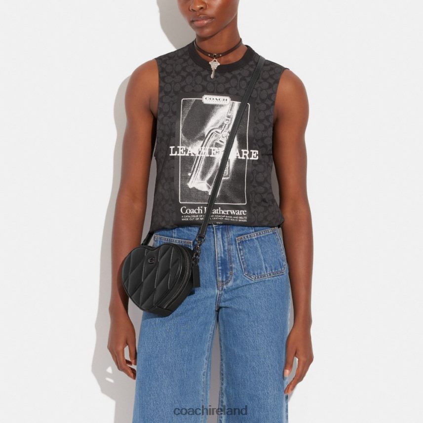 Coach Women HEART CROSSBODY WITH QUILTING V5/Black 80N2R2204