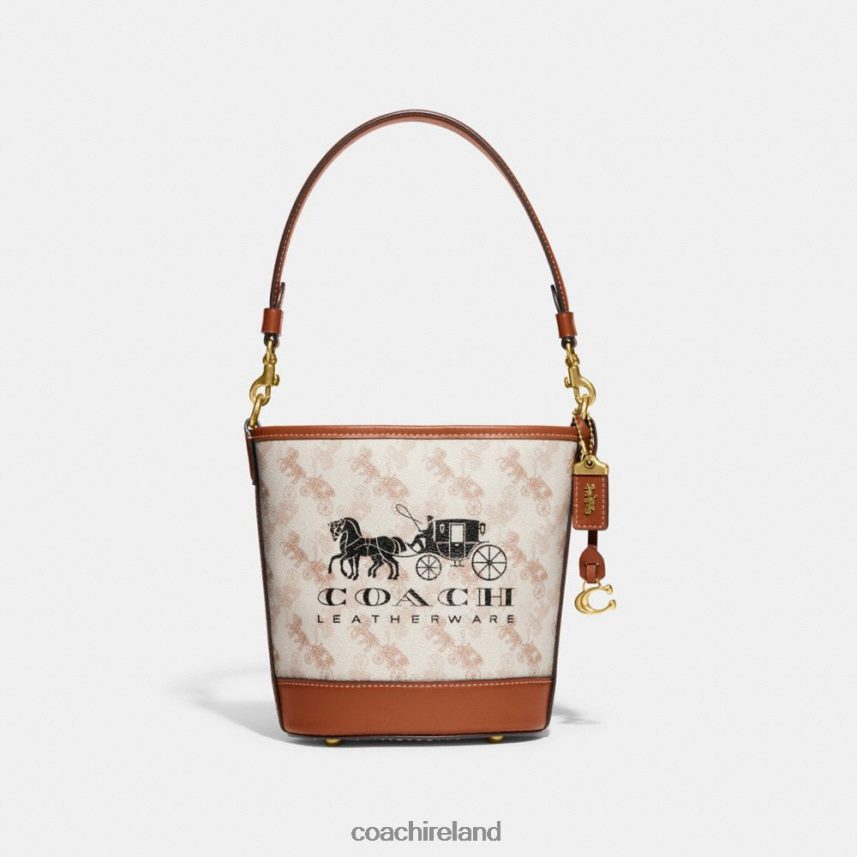 Coach Women DAKOTA BUCKET BAG 16 WITH HORSE AND CARRIAGE PRINT B4/Chalk Burnished Amber 80N2R220