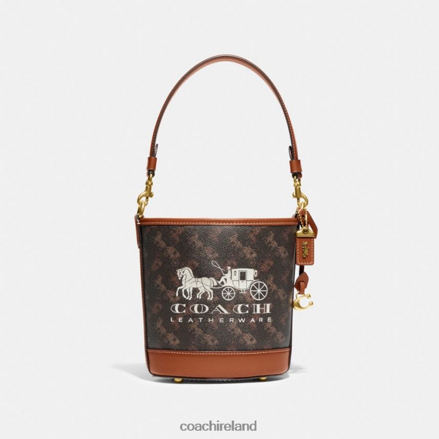 Coach Women DAKOTA BUCKET BAG 16 WITH HORSE AND CARRIAGE PRINT B4/Truffle Burnished Amber 80N2R218