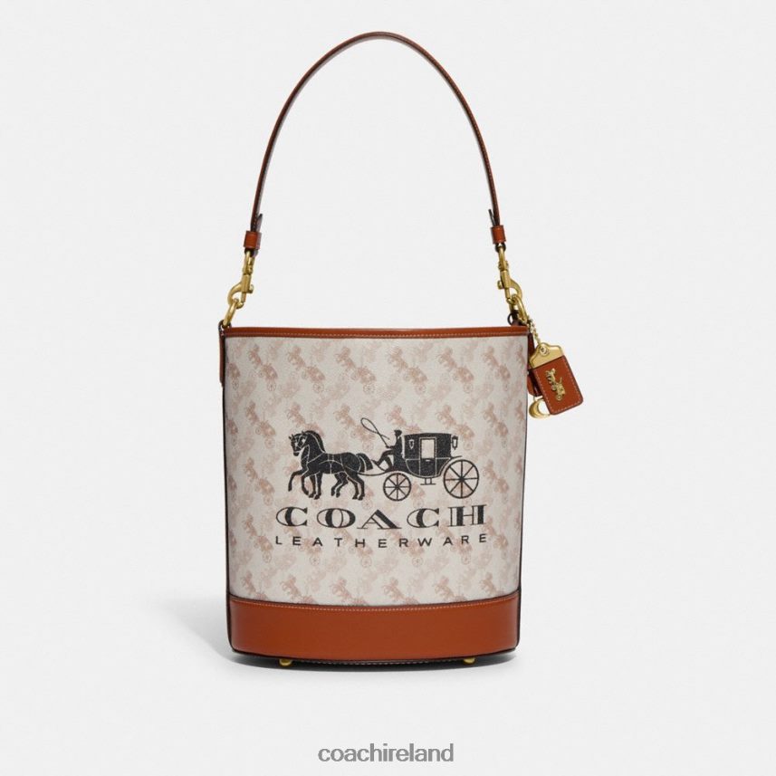 Coach Women DAKOTA BUCKET BAG WITH HORSE AND CARRIAGE PRINT B4/Chalk Burnished Amber 80N2R223