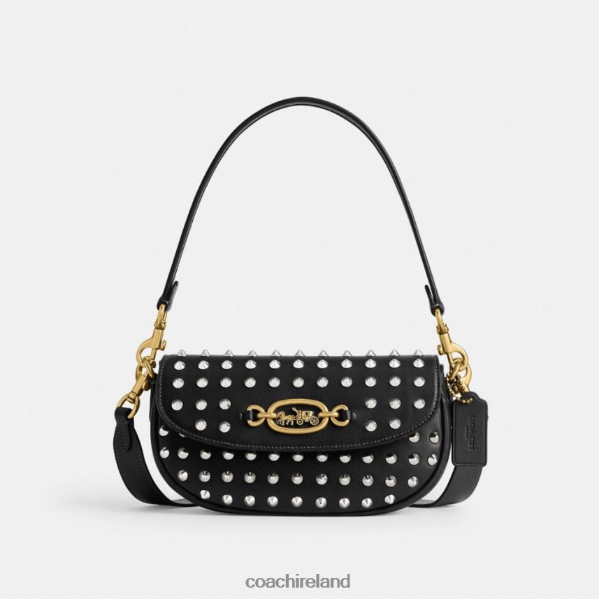 Coach Women HARLEY SHOULDER BAG 23 WITH STUDS B4/BLACK 80N2R231
