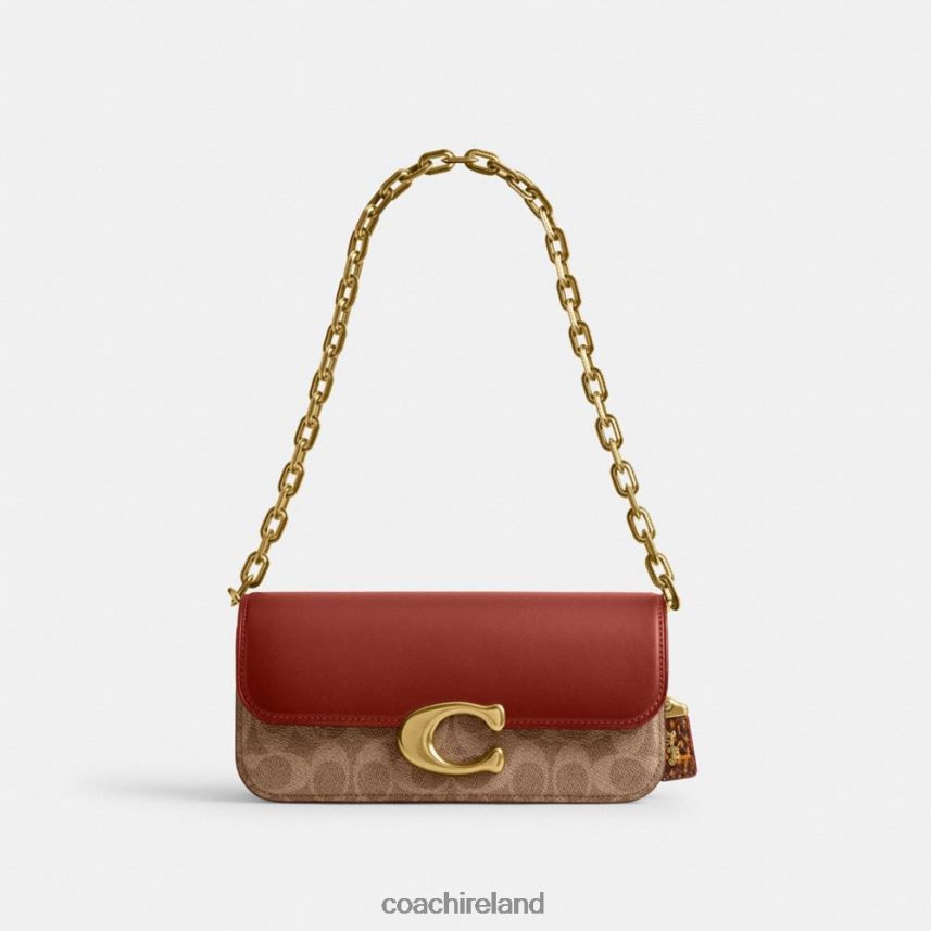 Coach Women IDOL BAG 23 IN SIGNATURE CANVAS WITH SNAKESKIN DETAIL B4/Tan Rust 80N2R236