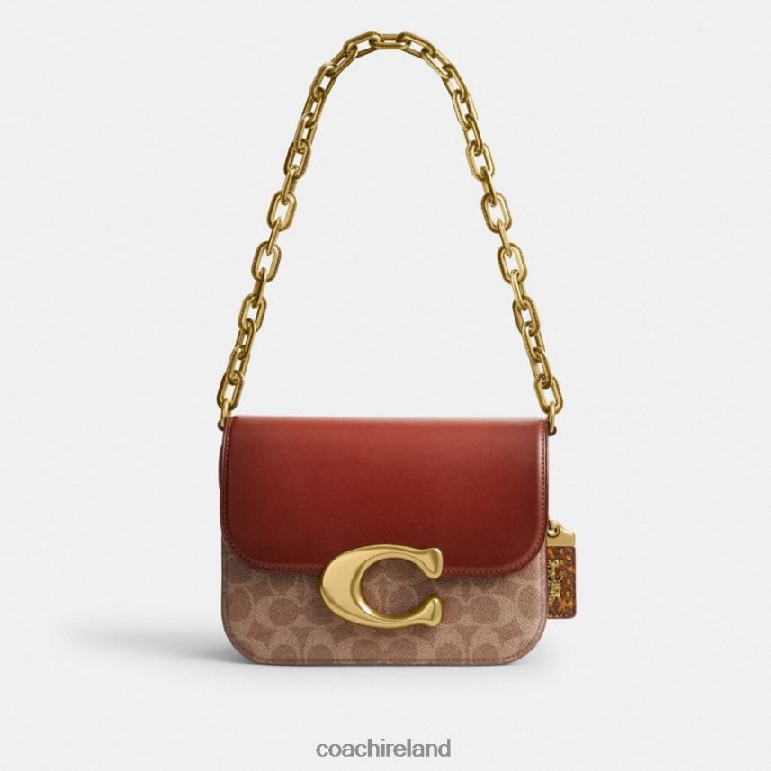 Coach Women IDOL BAG IN SIGNATURE CANVAS WITH SNAKESKIN DETAIL B4/Tan Rust 80N2R246