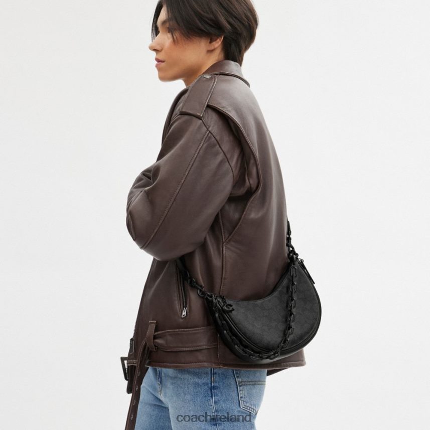 Coach Women MIRA SHOULDER BAG IN SIGNATURE CANVAS MW/Charcoal/Black 80N2R252