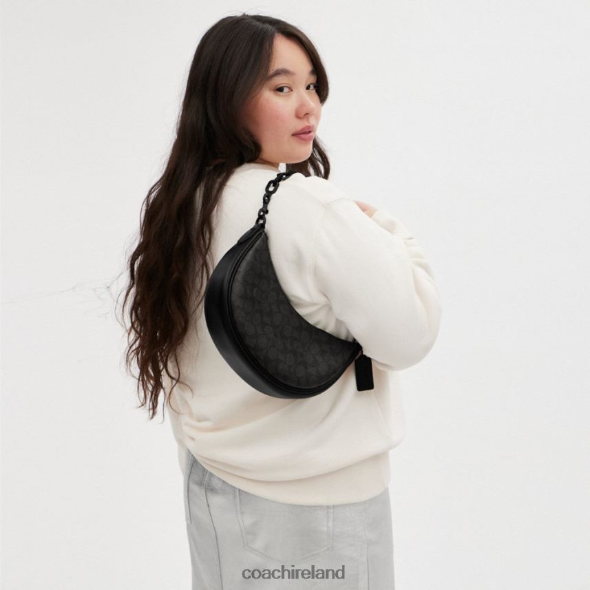 Coach Women MIRA SHOULDER BAG IN SIGNATURE CANVAS MW/Charcoal/Black 80N2R252