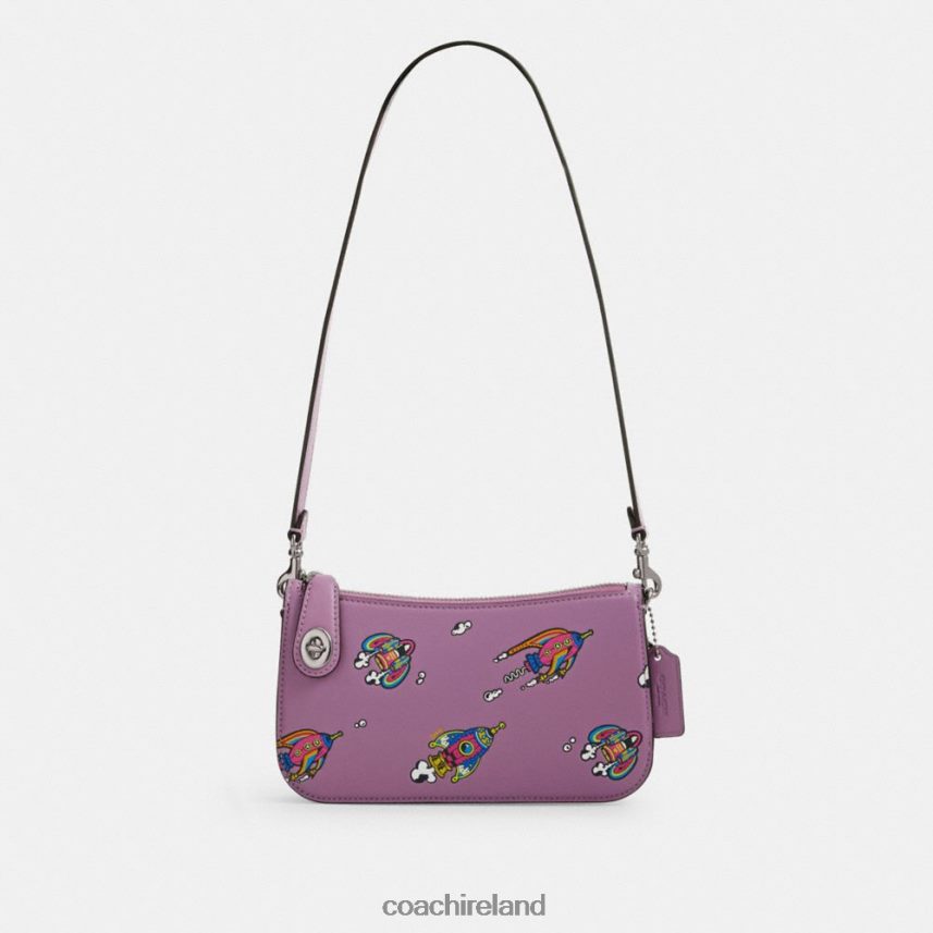 Coach Women COSMIC COACH PENN SHOULDER BAG WITH ROCKET PRINT LH/Violet Orchid Multi 80N2R269