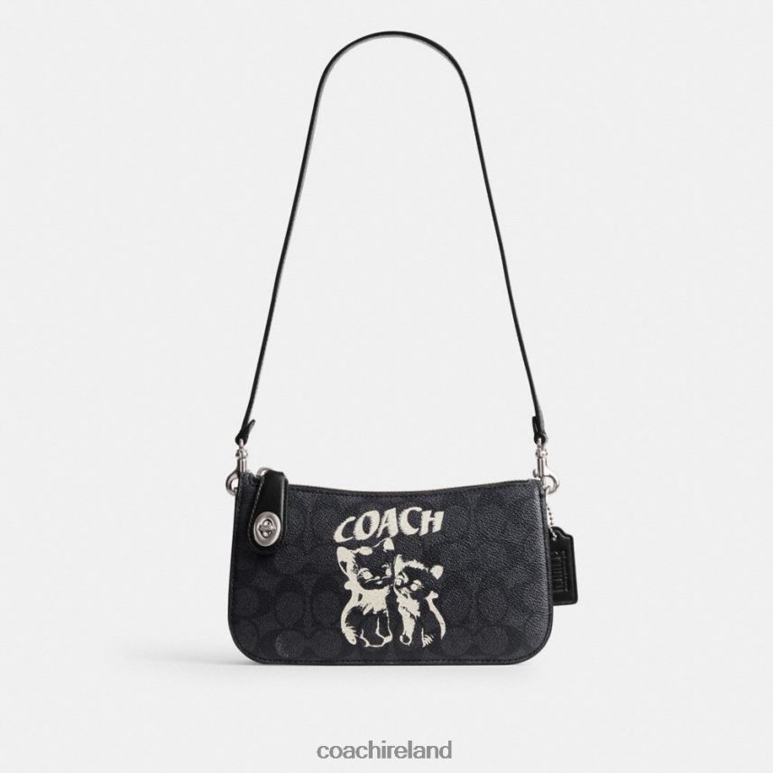 Coach Women THE LIL NAS X DROP PENN SHOULDER BAG IN SIGNATURE CANVAS LH/Lh/Kitten Lockup Black 80N2R262