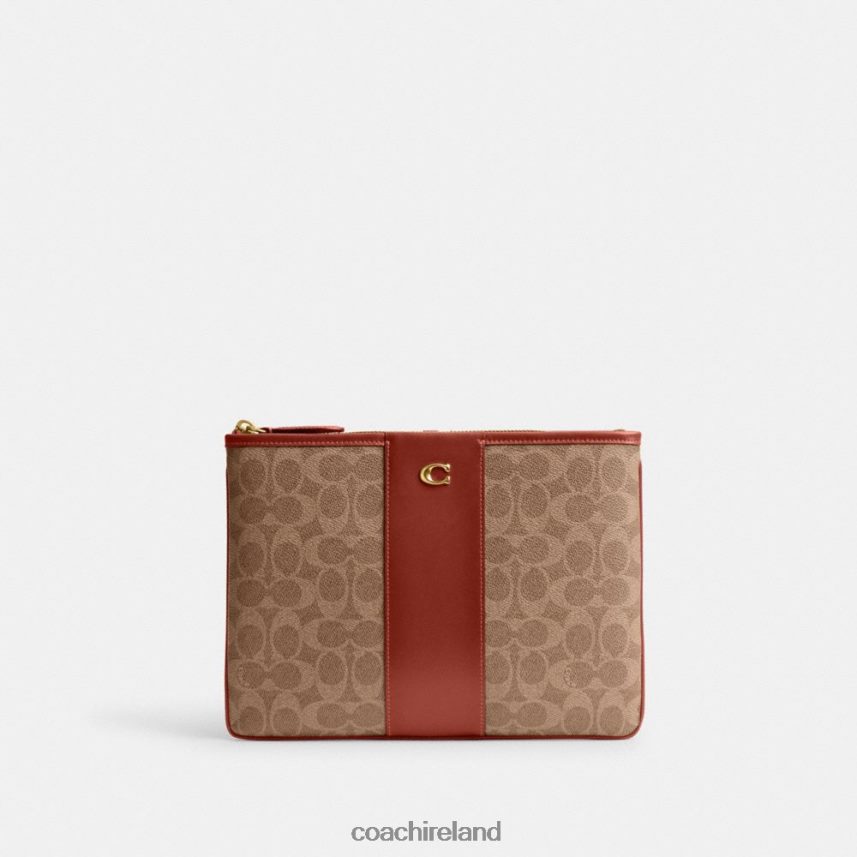 Coach Women POUCH 28 IN SIGNATURE CANVAS B4/Tan Rust 80N2R2315