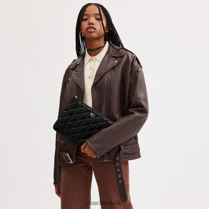 Coach Women POUCH 28 WITH PILLOW QUILTING B4/BLACK 80N2R2308