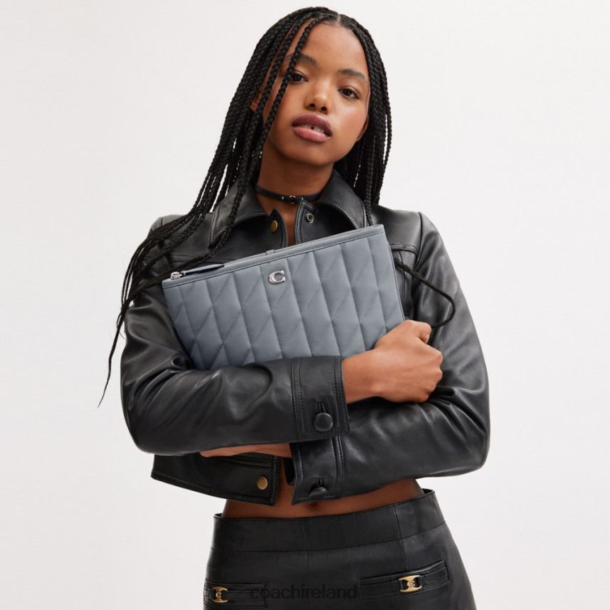 Coach Women POUCH 28 WITH PILLOW QUILTING LH/Grey Blue 80N2R2309