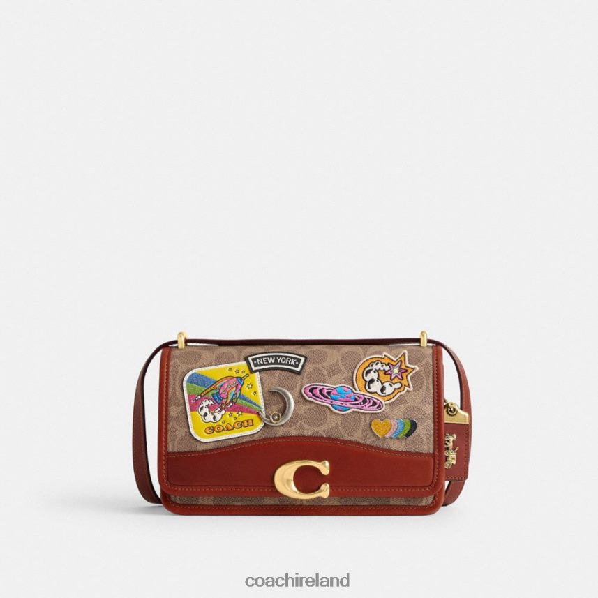 Coach Women COSMIC COACH BANDIT SHOULDER BAG IN SIGNATURE CANVAS WITH PATCHES B4/Tan Rust Multi 80N2R2267