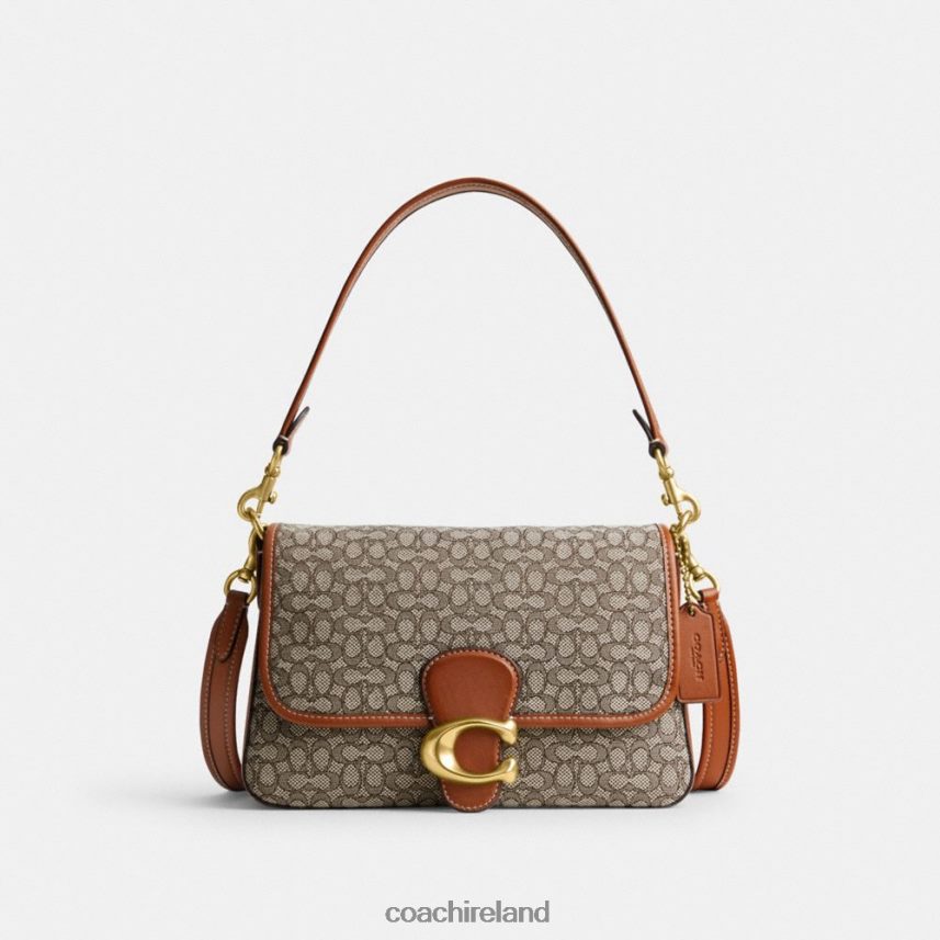 Coach Women SOFT TABBY SHOULDER BAG IN MICRO SIGNATURE JACQUARD B4/Cocoa Burnished Amb 80N2R2140