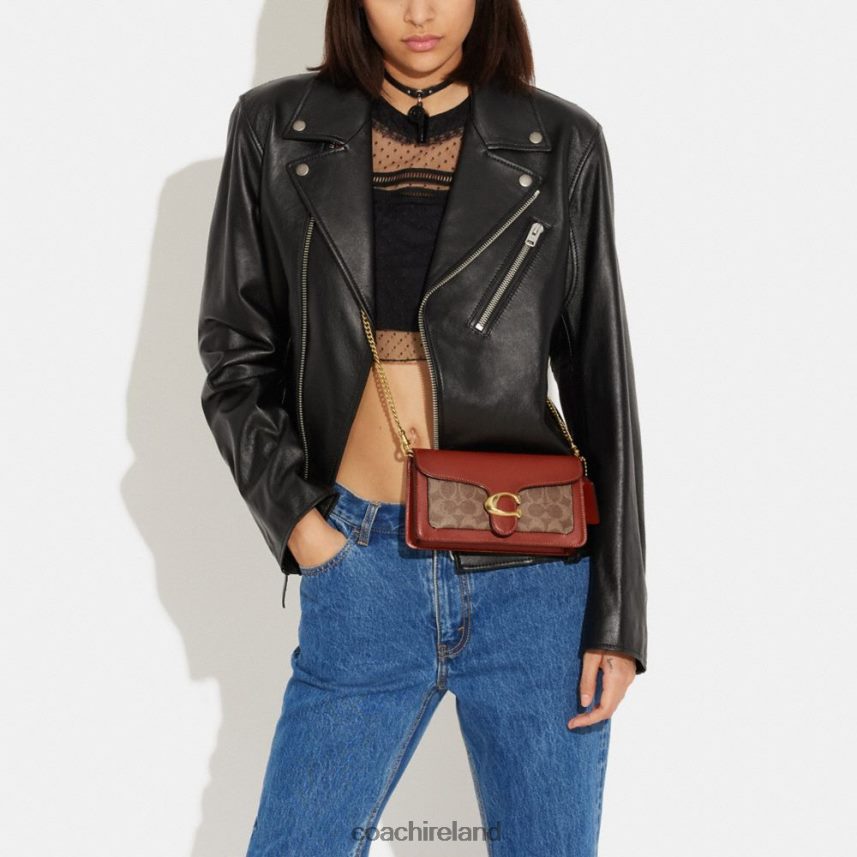 Coach Women TABBY CHAIN CLUTCH IN SIGNATURE CANVAS B4/Tan Rust 80N2R2168