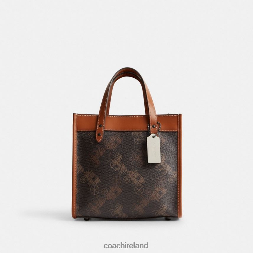 Coach Women FIELD TOTE 22 WITH LARGE HORSE AND CARRIAGE PRINT V5/Truffle Burnished Amber 80N2R2296