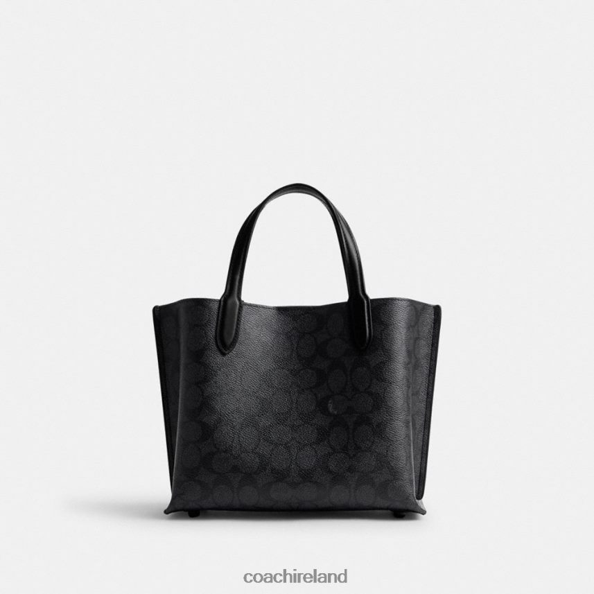 Coach Women WILLOW TOTE 24 IN SIGNATURE CANVAS MW/Charcoal/Black 80N2R2285