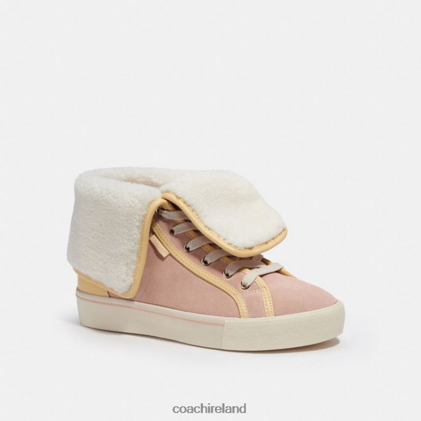 Coach Women CITYSOLE FOLDOVER HIGH TOP PLATFORM SNEAKER Vanilla Cream/Pale Blush 80N2R2428