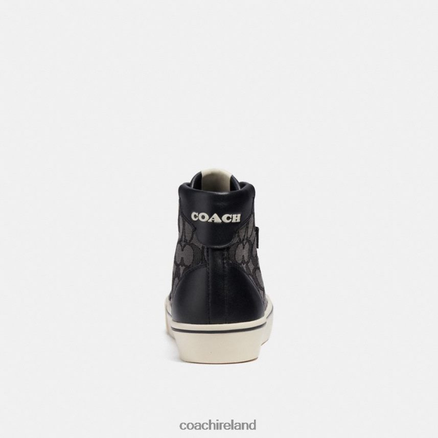 Coach Women CITYSOLE HIGH TOP PLATFORM SNEAKER IN SIGNATURE JACQUARD Smoke Coal/Black 80N2R2430