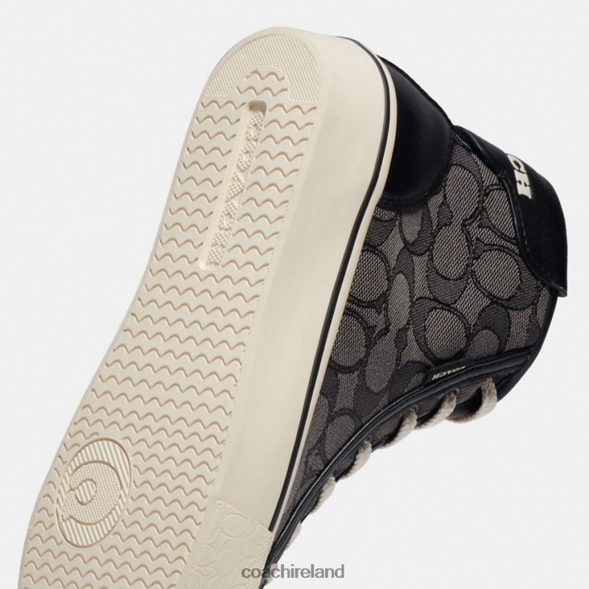 Coach Women CITYSOLE HIGH TOP PLATFORM SNEAKER IN SIGNATURE JACQUARD Smoke Coal/Black 80N2R2430