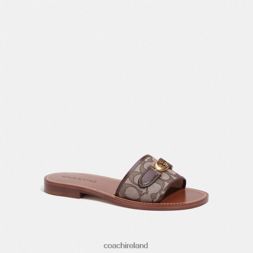 Coach Women INA SANDAL IN SIGNATURE JACQUARD Maple/Oak 80N2R2423