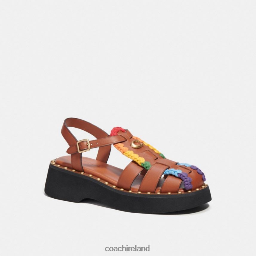 Coach Women VIVIENNE SANDAL WITH RAINBOW CROCHET Burnished Amber/Rainbow 80N2R2420