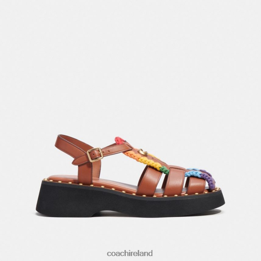 Coach Women VIVIENNE SANDAL WITH RAINBOW CROCHET Burnished Amber/Rainbow 80N2R2420