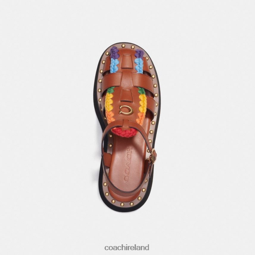 Coach Women VIVIENNE SANDAL WITH RAINBOW CROCHET Burnished Amber/Rainbow 80N2R2420