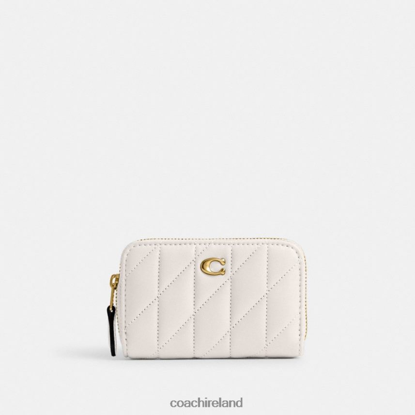 Coach Women SMALL ZIP AROUND CARD CASE WITH PILLOW QUILTING B4/CHALK 80N2R2376