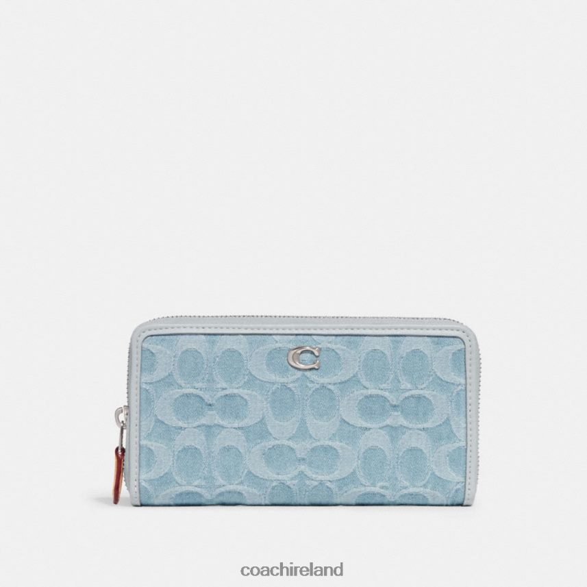 Coach Women ACCORDION ZIP WALLET IN SIGNATURE DENIM LH/Pale Blue 80N2R2324