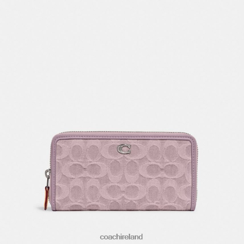 Coach Women ACCORDION ZIP WALLET IN SIGNATURE DENIM LH/Pale Purple 80N2R2325