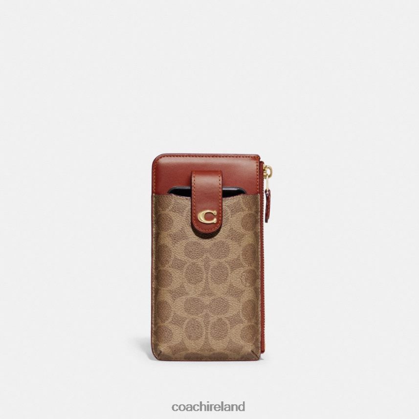 Coach Women ESSENTIAL PHONE WALLET IN SIGNATURE CANVAS B4/Tan Rust 80N2R2388