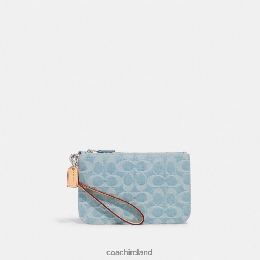 Coach Women SMALL WRISTLET IN SIGNATURE DENIM LH/Pale Blue 80N2R2364